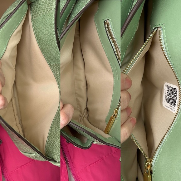 Tory Burch James Snake Embossed Leather Crossbody Menthol R $498 VGUC 2020 - Picture 10 of 10